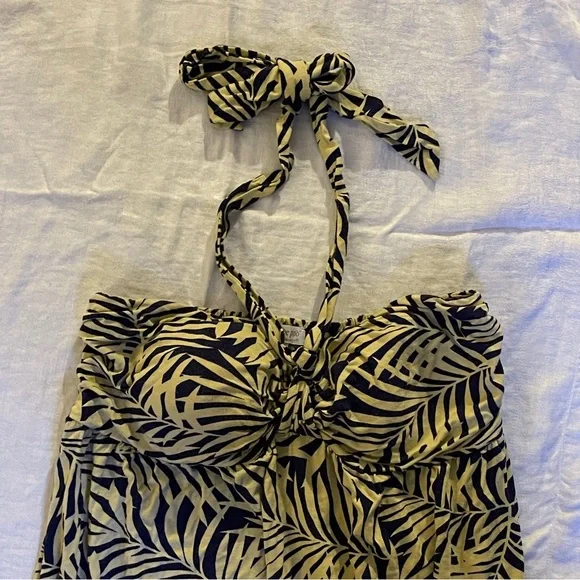 A pea in the Pod Small Maternity Dress with Tie Long Plam design cream & blue - Picture 4 of 5